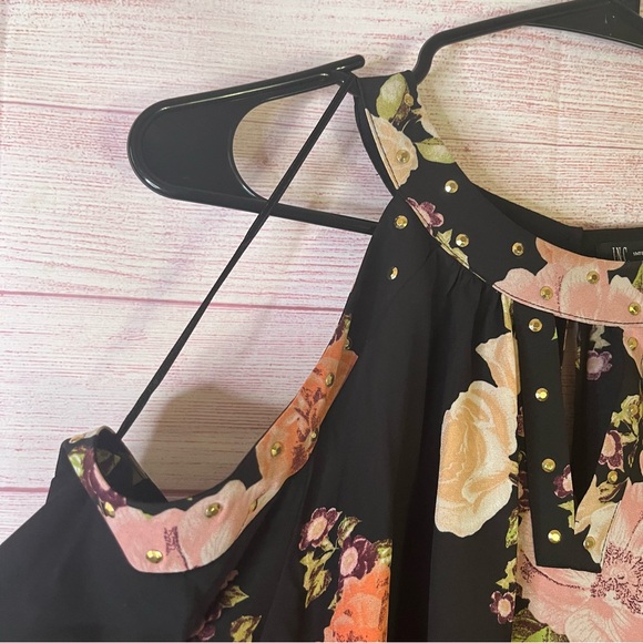 I.N.C.  Floral Stud Embellishment Cold Shoulder Long‎ Sleeve Blouse Size Large - Picture 5 of 10